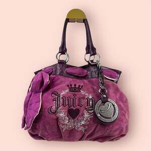 Vintage Juicy Couture Purple Velour Daydreamer Bag with Leather Trim